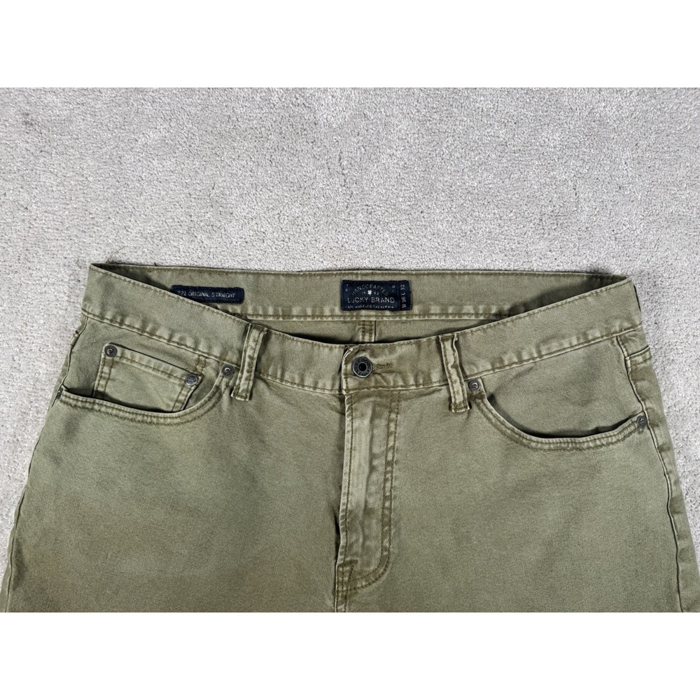 Lucky Brand 221 Original Straight Pants Mens 36x32 Olive‎ Green Casual Stretch - Picture 3 of 12